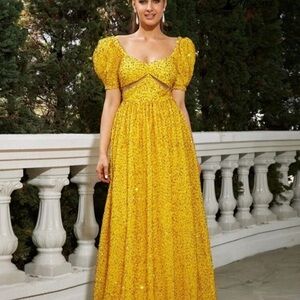Elegant Yellow Evening Gown
